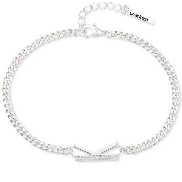 Unwritten Fine Silver Plated 7”+1” extender Bracelet with Cubic Zirconia - Picture 1 of 3